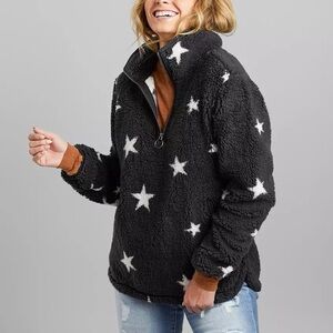 Black Star Sherpa Fleece Jacket